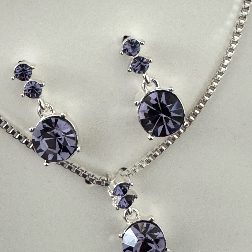Nine West Silver and purple Necklace Set